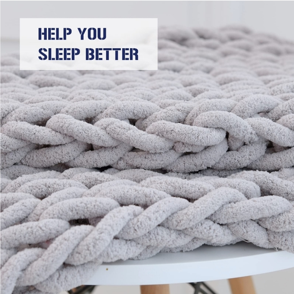 wdede Chunky Knit Blanket, Chenille Chunky Knit Throw Blanket,